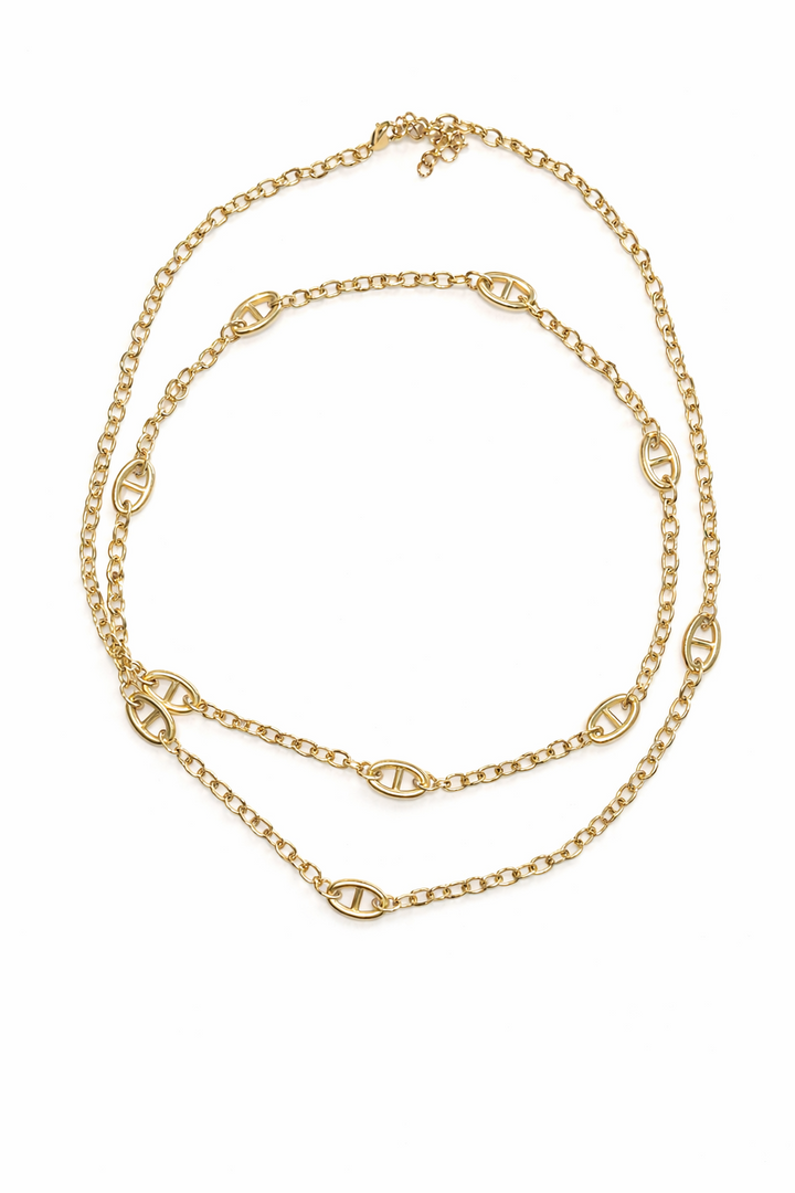 CHUNKY DOUBLE SIGNATURE GOLD NECKLACE