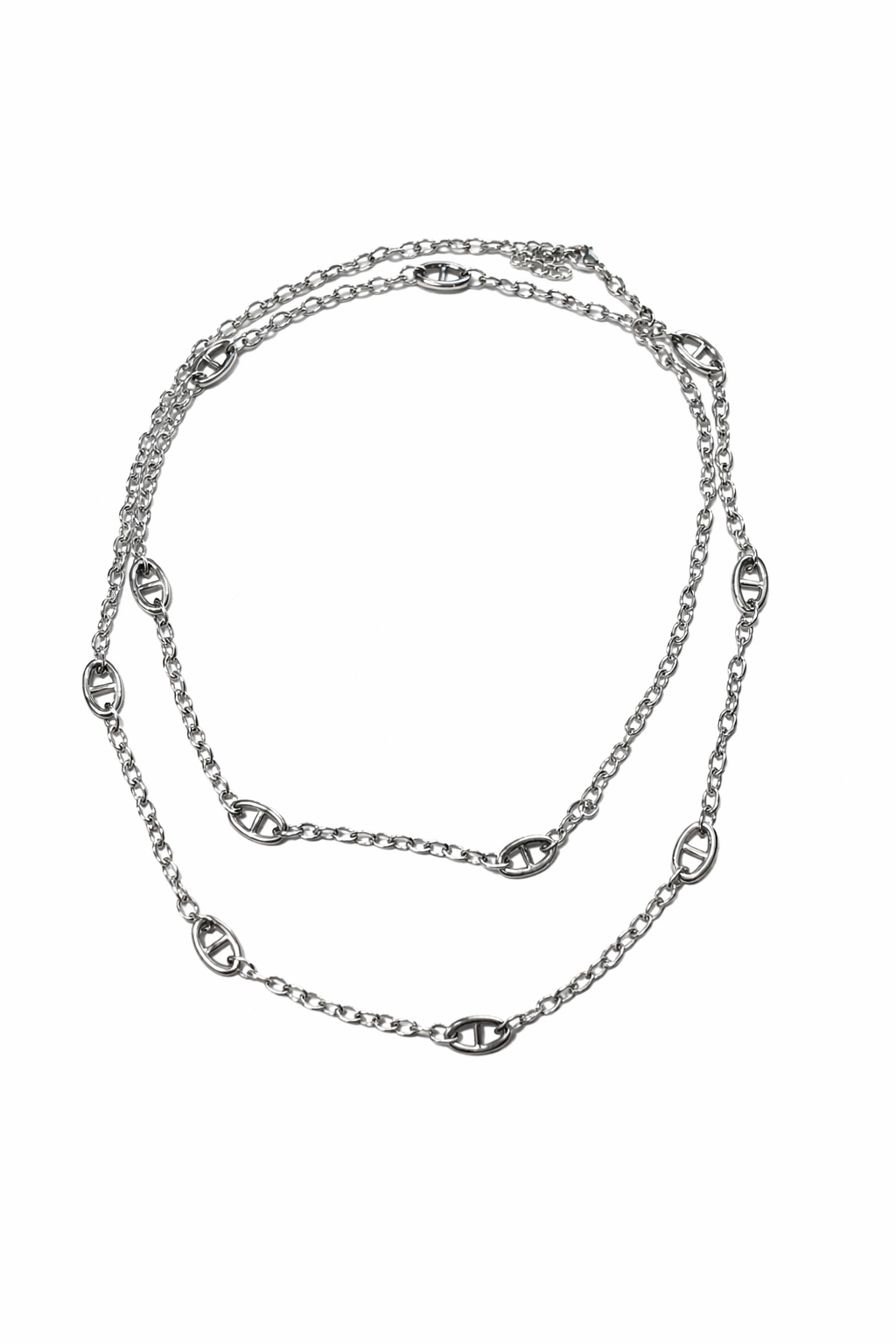CHUNKY DOUBLE SIGNATURE SILVER NECKLACE