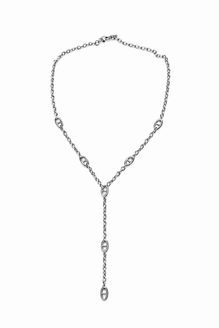 CHUNKY SIGNATURE Y SILVER NECKLACE