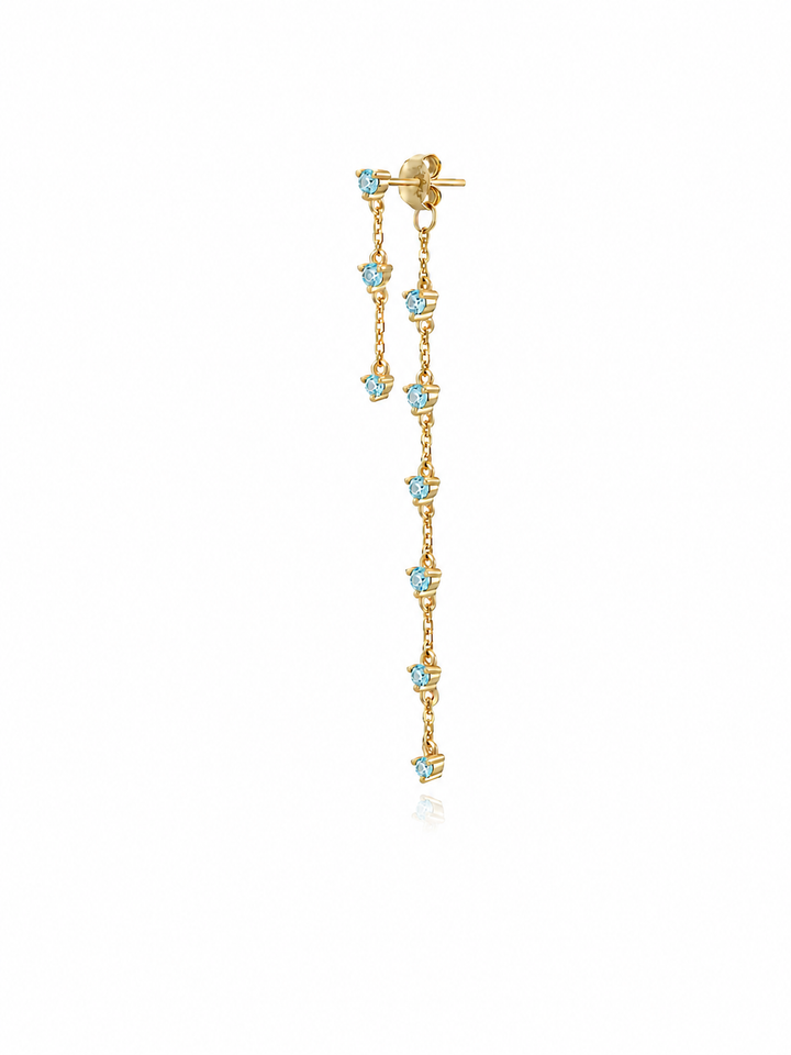 LONG AQUA ZIRCONIA DROP EARRING