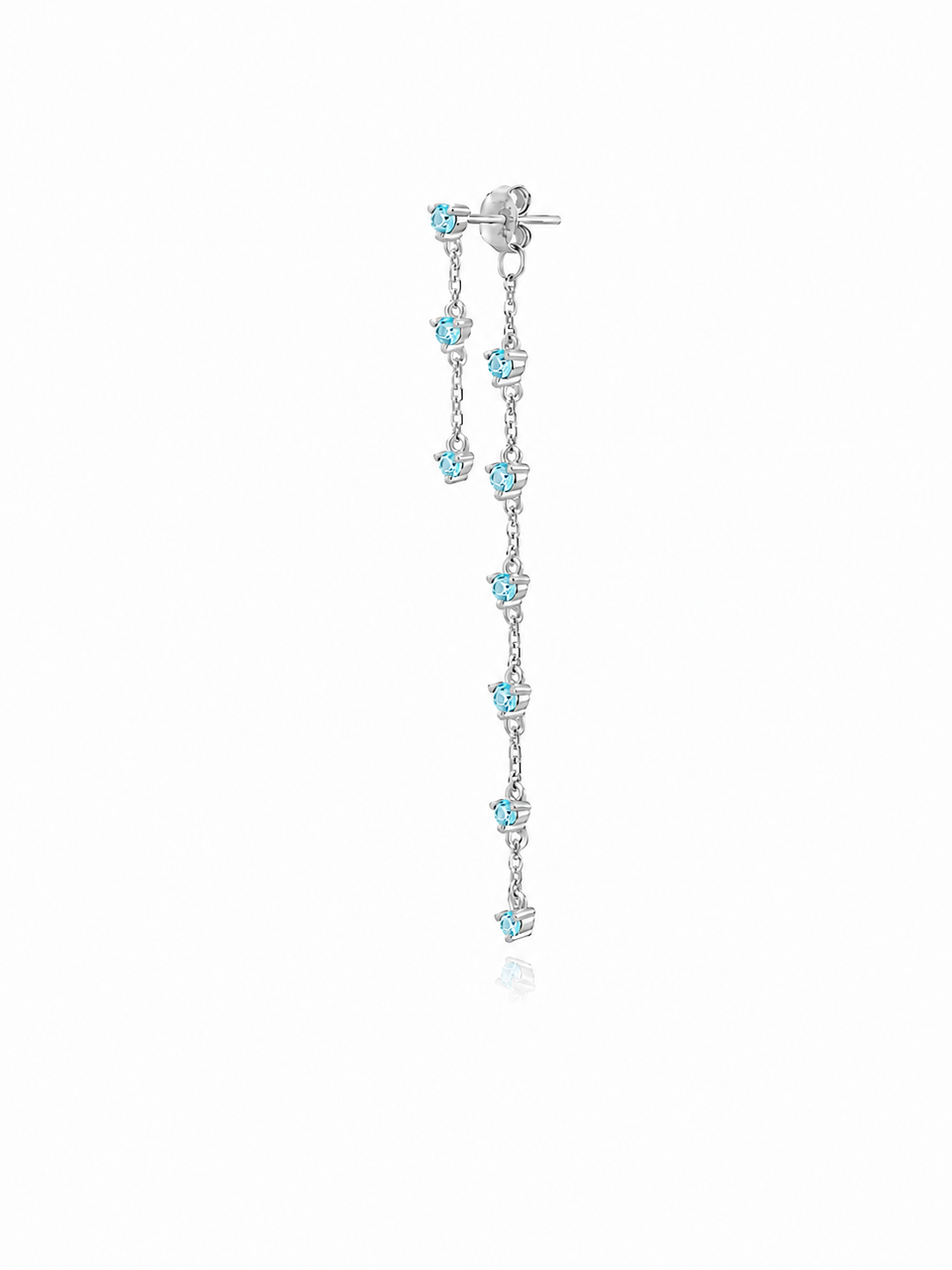 LONG AQUA ZIRCONIA DROP EARRING SILVER