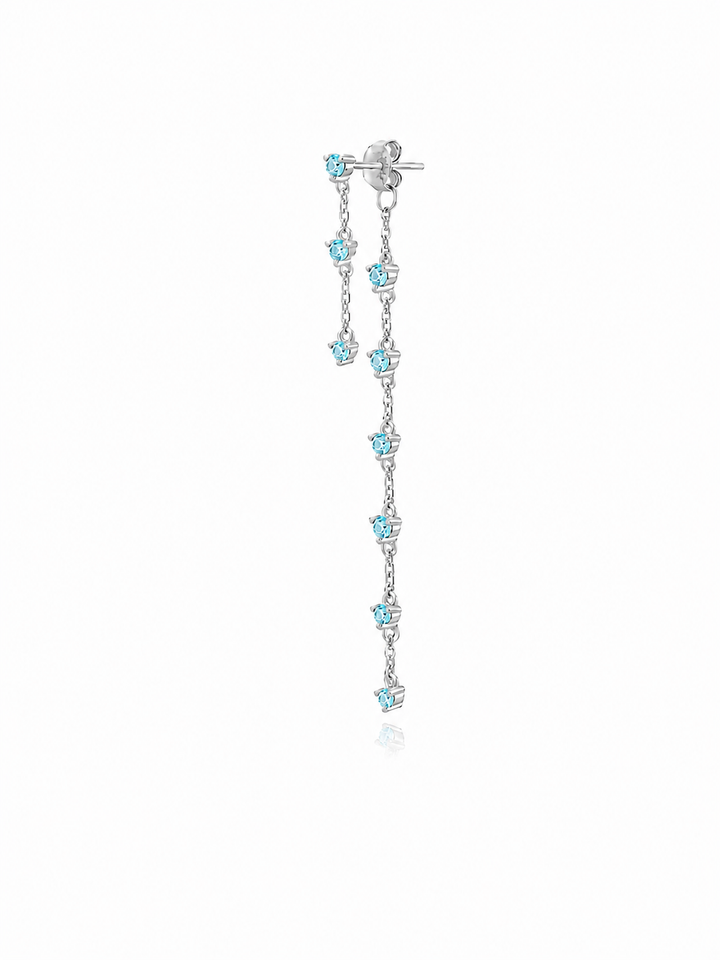 LONG AQUA ZIRCONIA DROP EARRING SILVER