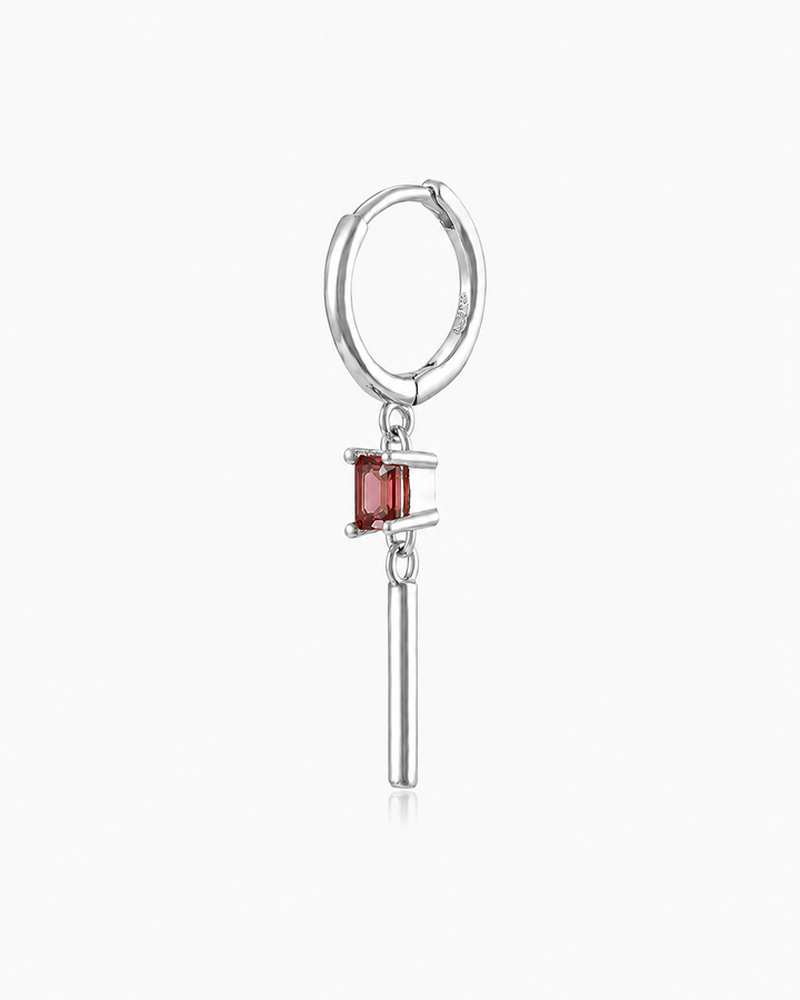 MEDIUM DIAMOND DROP BORDEAUX SILVER