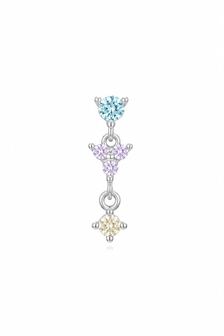 TRIPLE PASTEL GOLD DROP EARRING SILVER
