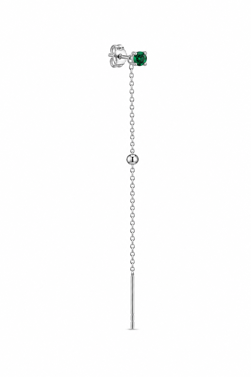LONG ELEGANT GREEN DOT CHAIN SILVER