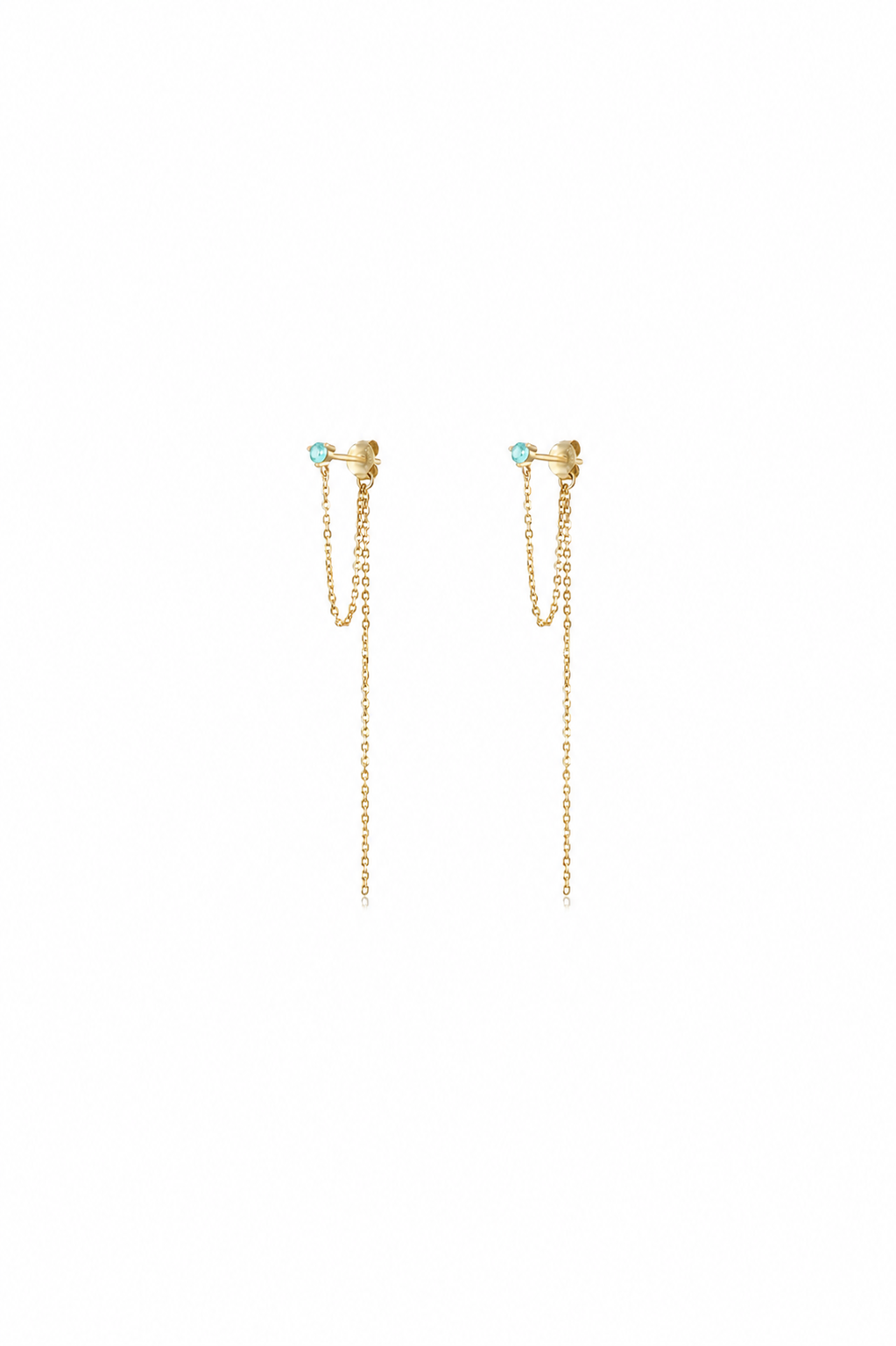 LONG ELEGANT AQUA GOLD STUD CHAIN