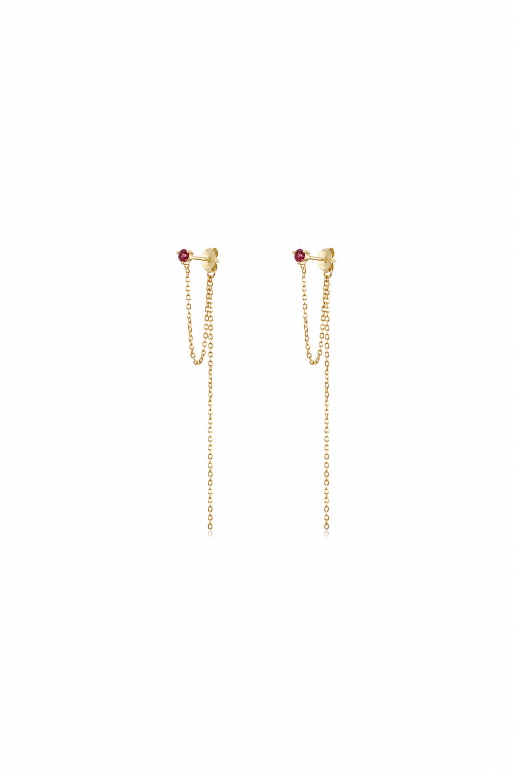 LONG ELEGANT BORDEAUX GOLD STUD CHAIN