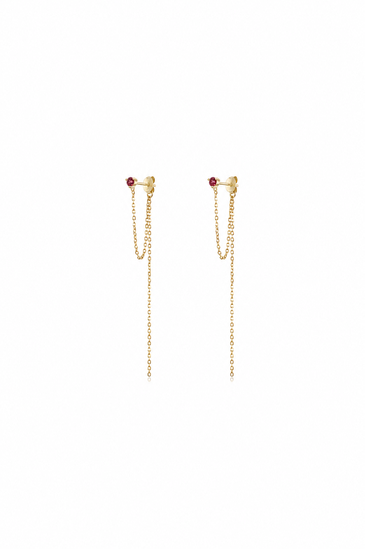 LONG ELEGANT BORDEAUX GOLD STUD CHAIN