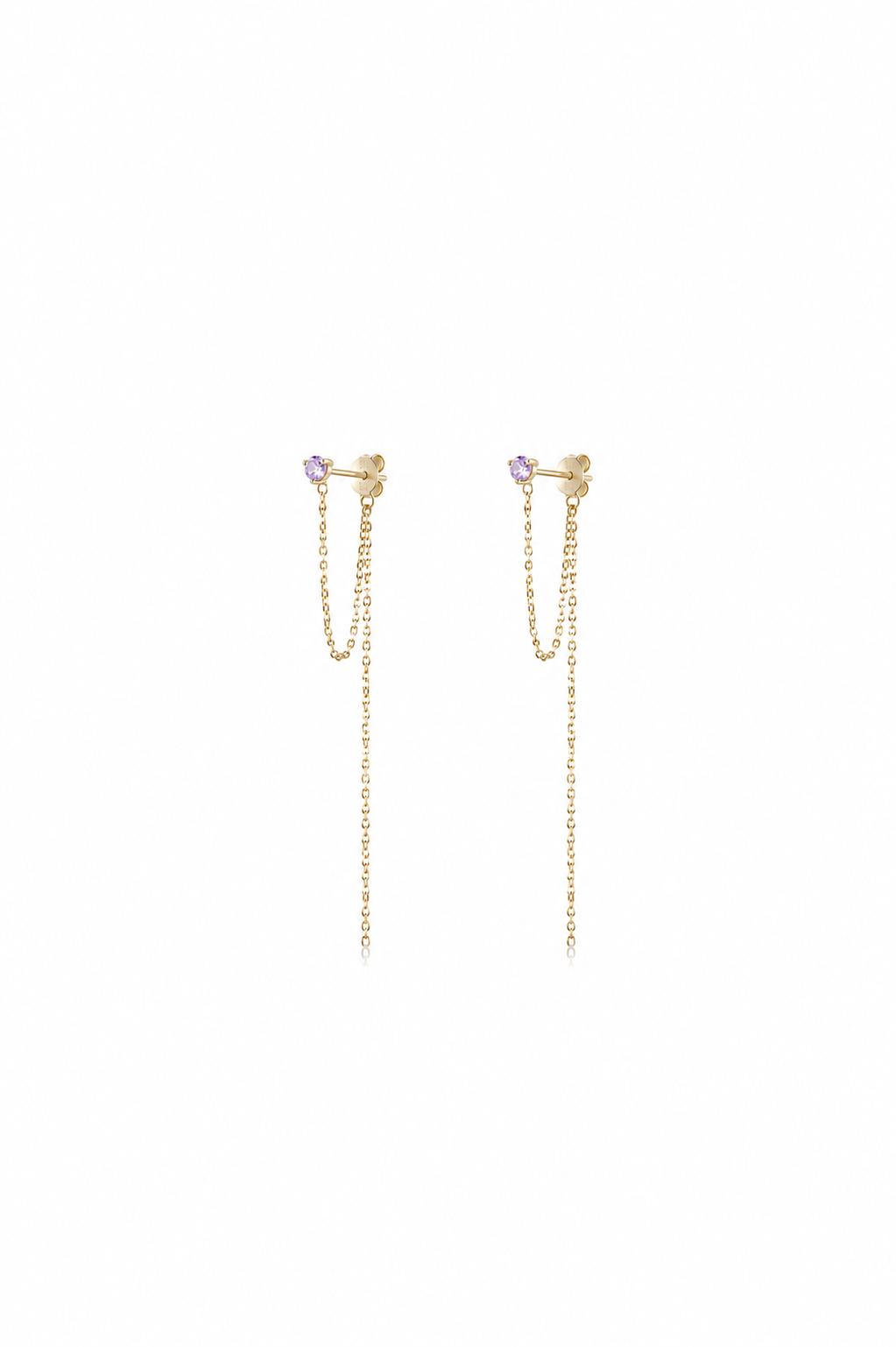 LONG ELEGANT LILA GOLD STUD CHAIN