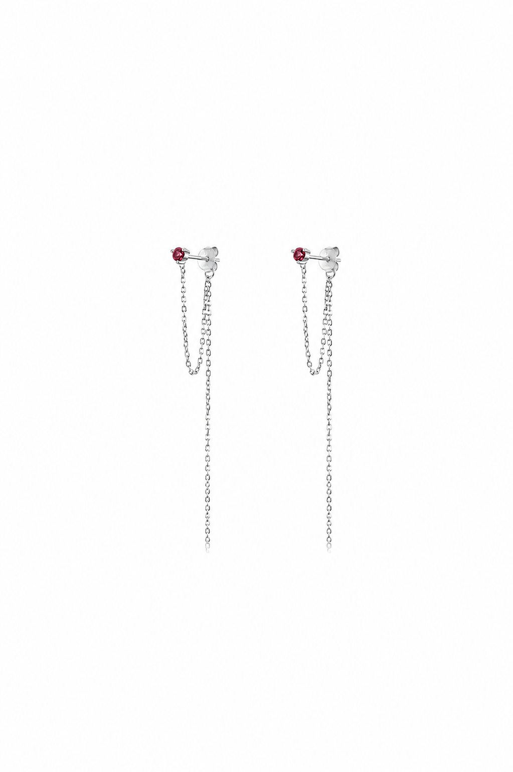 LONG ELEGANT BORDEAUX SILVER STUD CHAIN