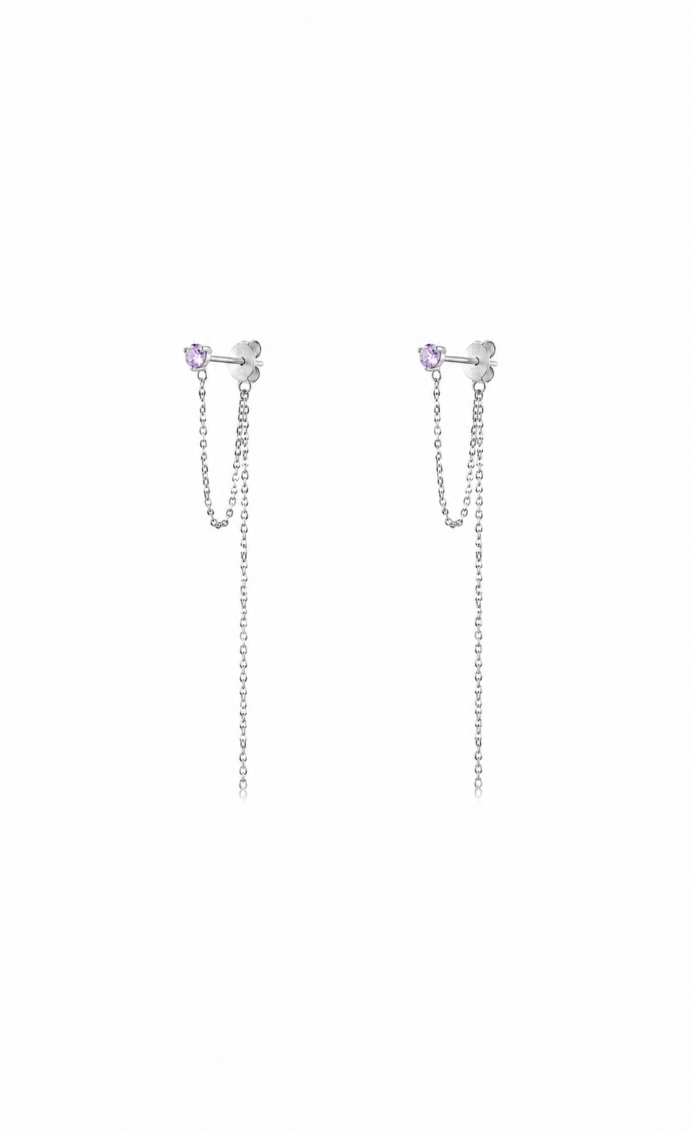 LONG ELEGANT LILA SILVER STUD CHAIN