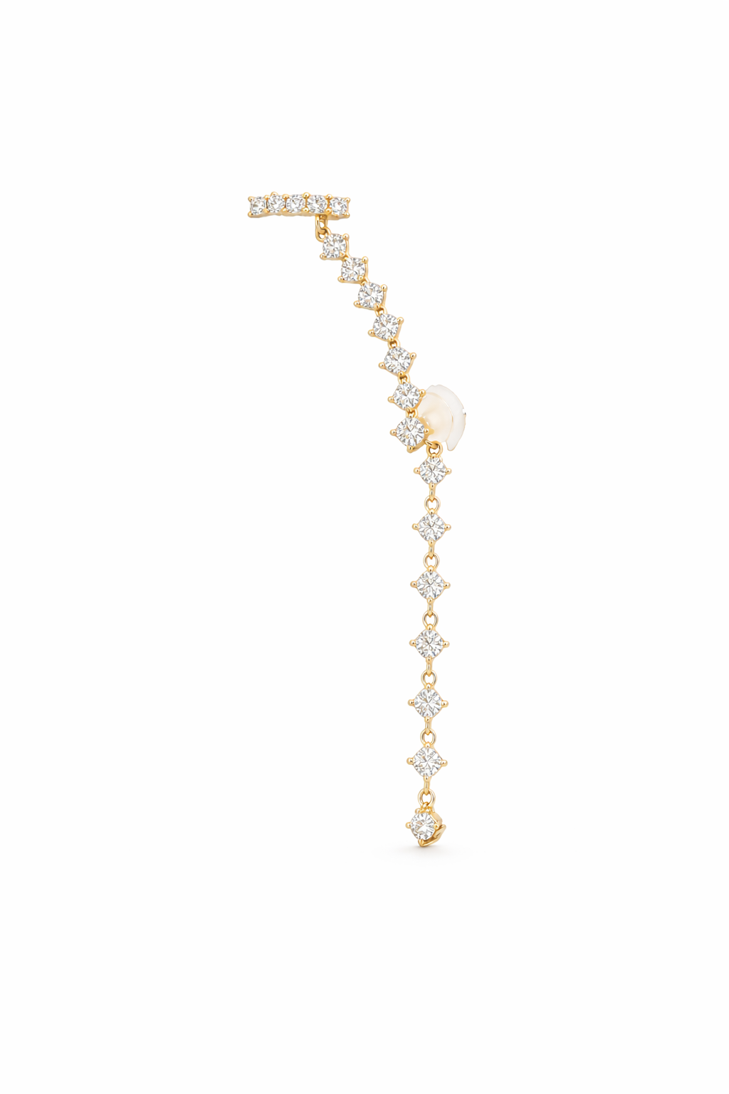 LANGE OORMANCHET MET DIAMANTVORMIGE DRUPPELS