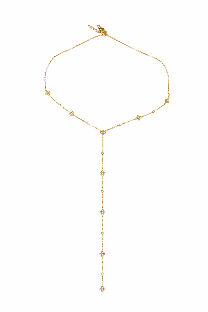 DIAMOND FLOWER Y DROP NECKLACE