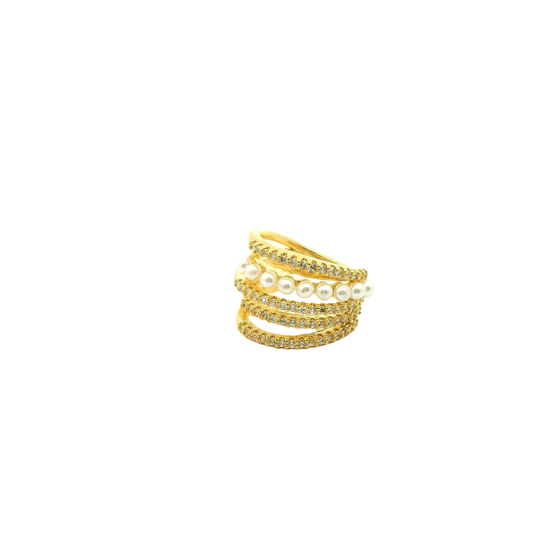 Elegant Pearl Diamond Cuff