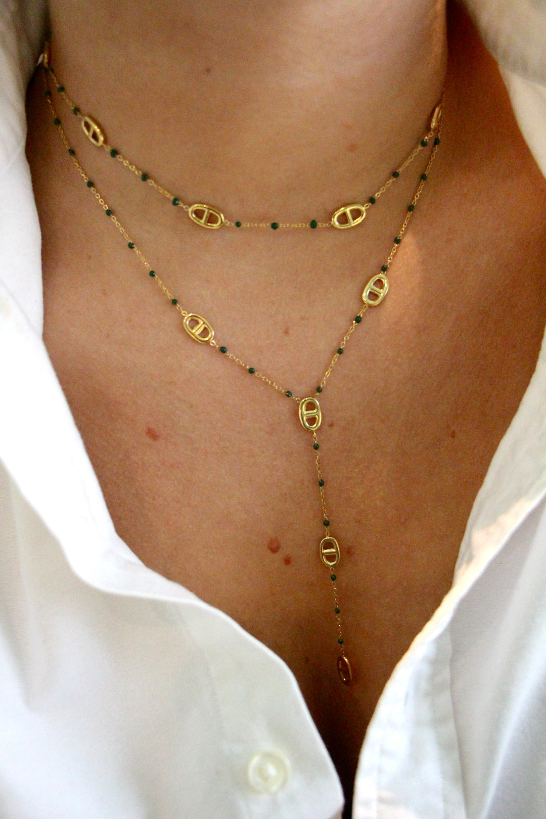 Dark Green Long Signature Necklace