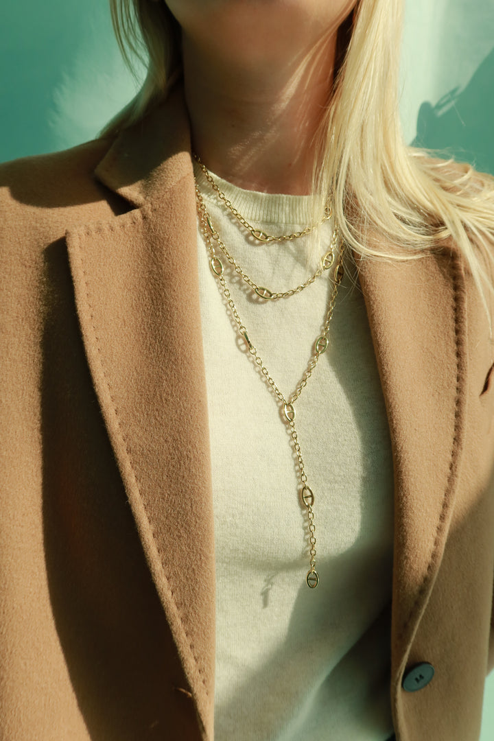 CHUNKY SIGNATURE Y GOLD NECKLACE
