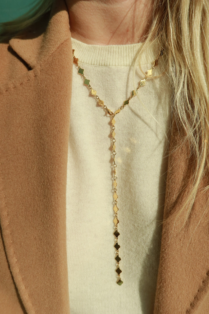 LUCKY CLOVER Y GOLD NECKLACE