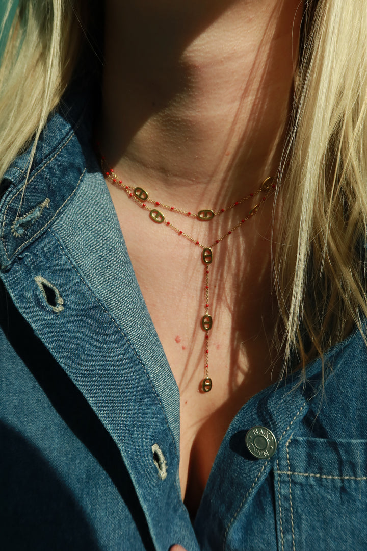 RED LONG SIGNATURE NECKLACE