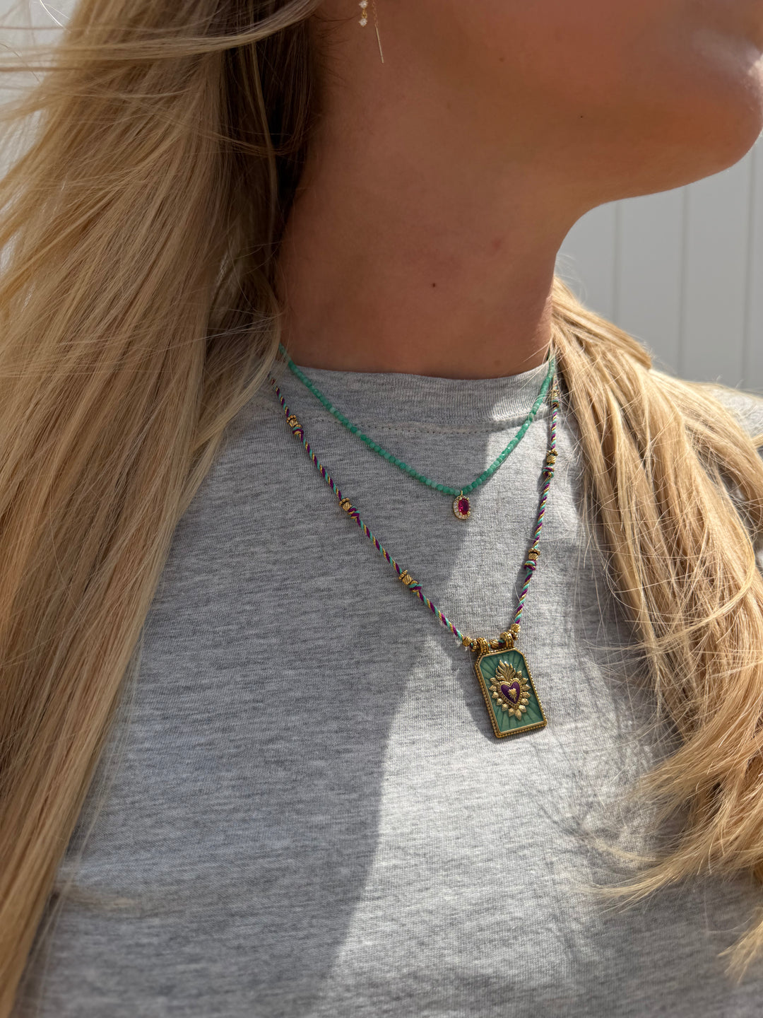 AQUA BEADED NECKLACE