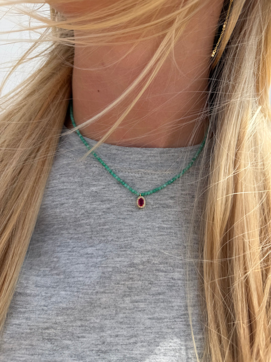 AQUA BEADED NECKLACE