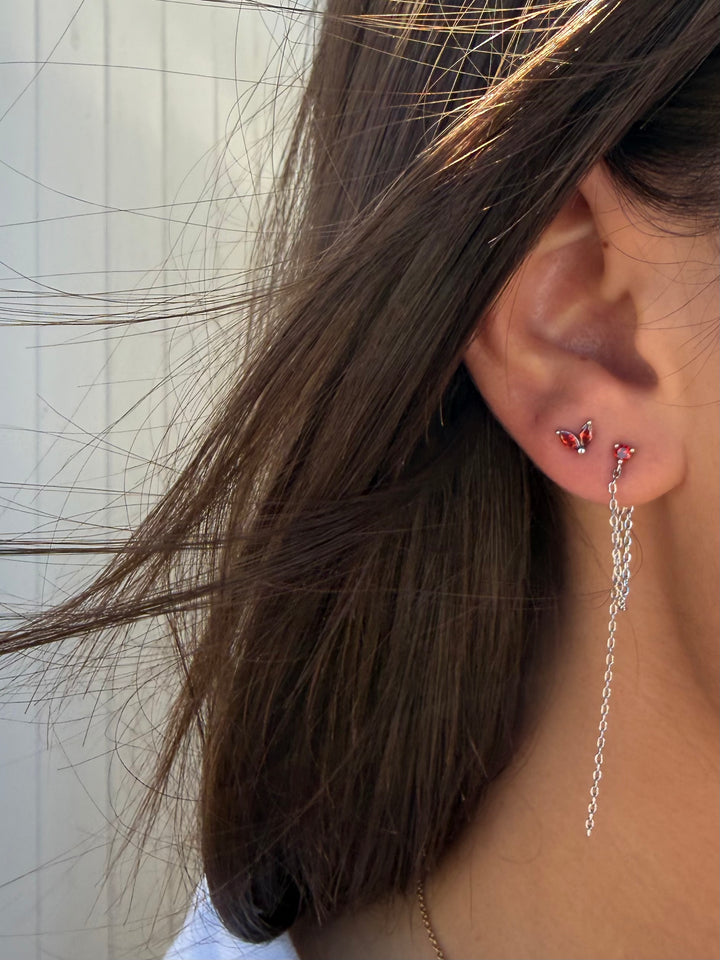 BUTTERFLY BORDEAUX EARSTUD SILVER