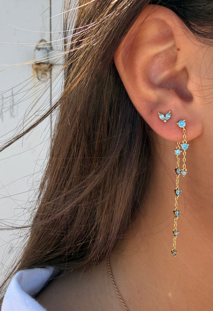 LONG AQUA ZIRCONIA DROP EARRING
