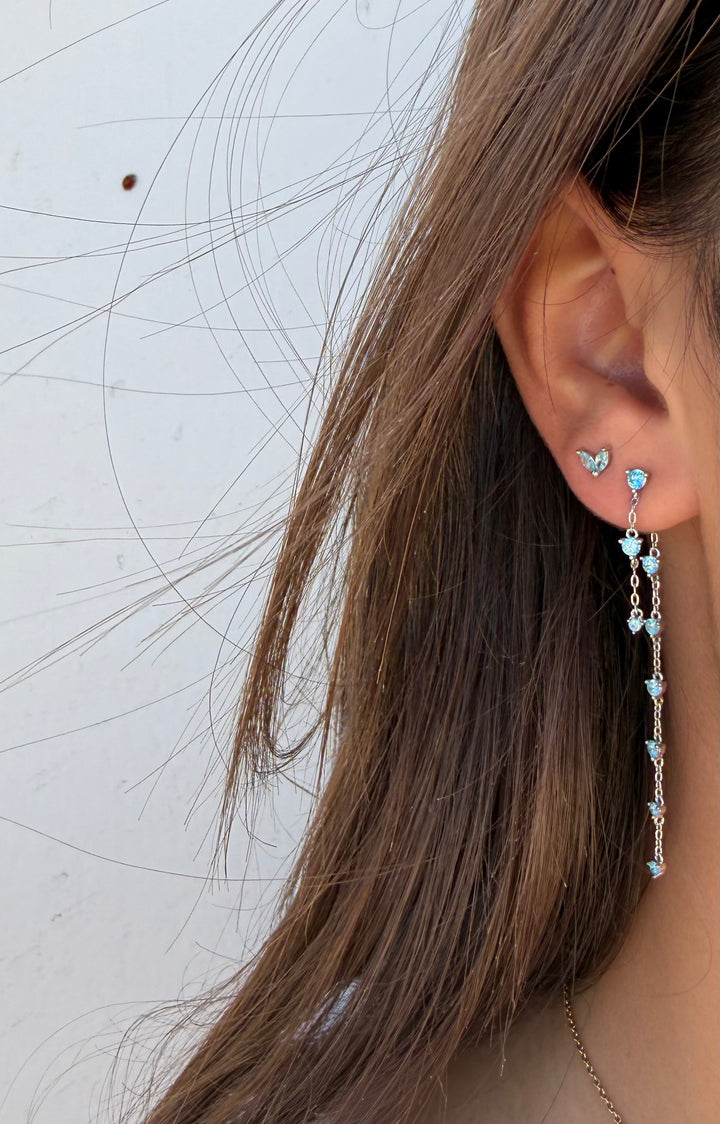 LONG AQUA ZIRCONIA DROP EARRING SILVER