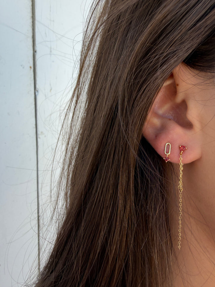 LONG ELEGANT BORDEAUX GOLD STUD CHAIN