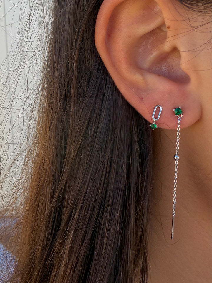 ALIX GREEN EARSTUD SILVER