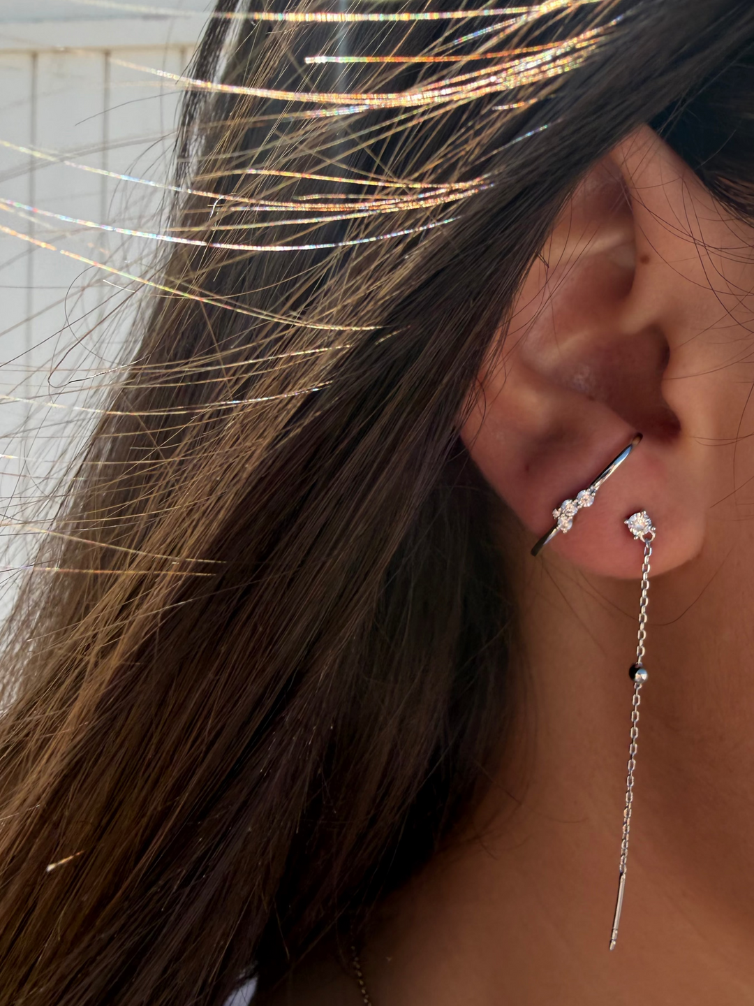 LONG ELEGANT DOT CHAIN SILVER