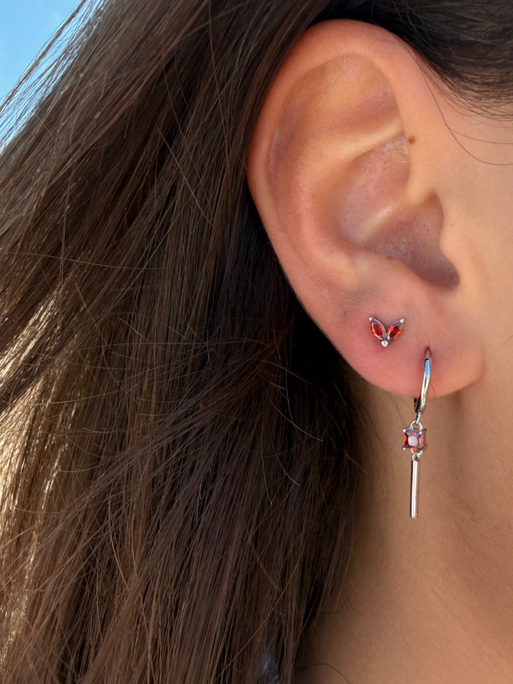 MEDIUM DIAMOND DROP BORDEAUX SILVER