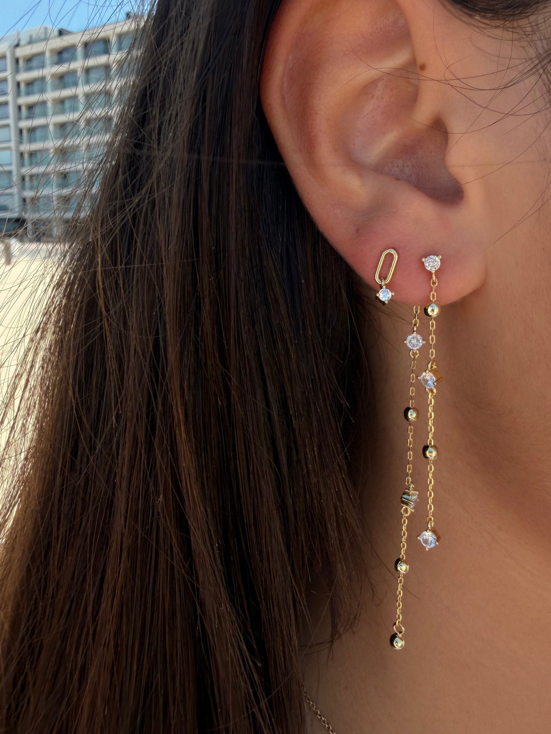 LONG ZIRCONIA DOTTIE EARRING