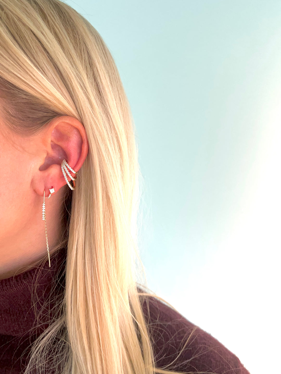 Triple Zirconia Bar Earcuff