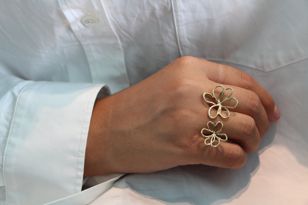 Double Open Flower Ring