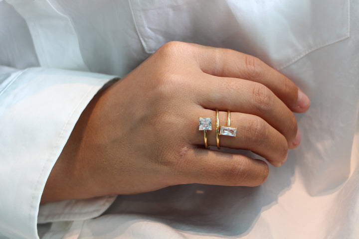 VIERKANTE DIAMANTEN RING