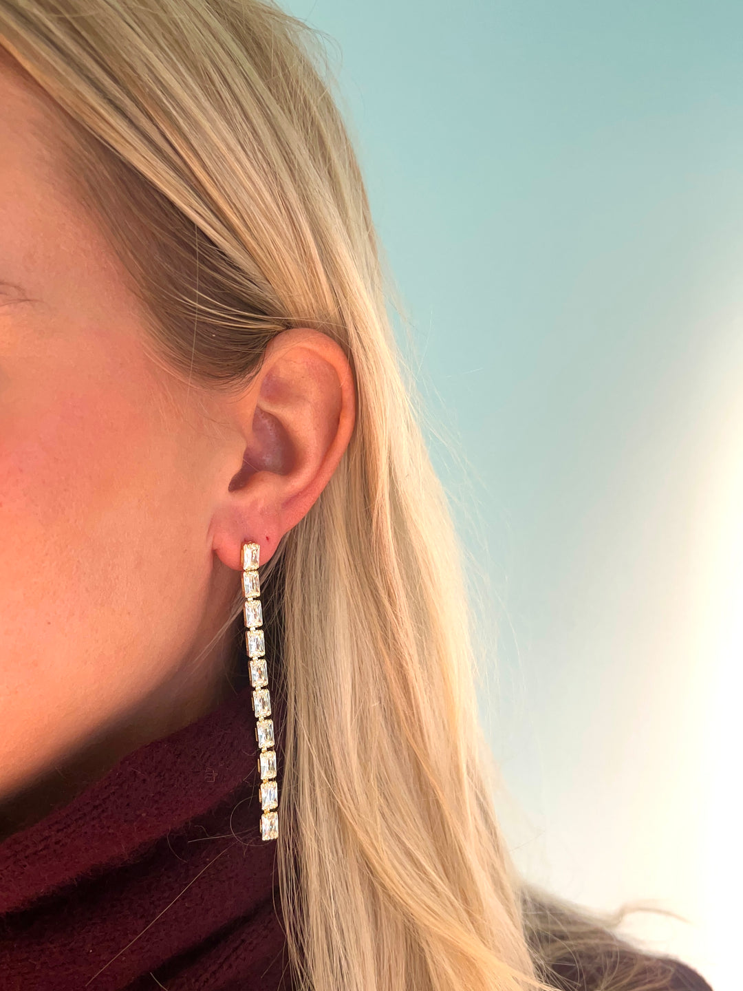 Long Rectangle Camille Gold Earrings