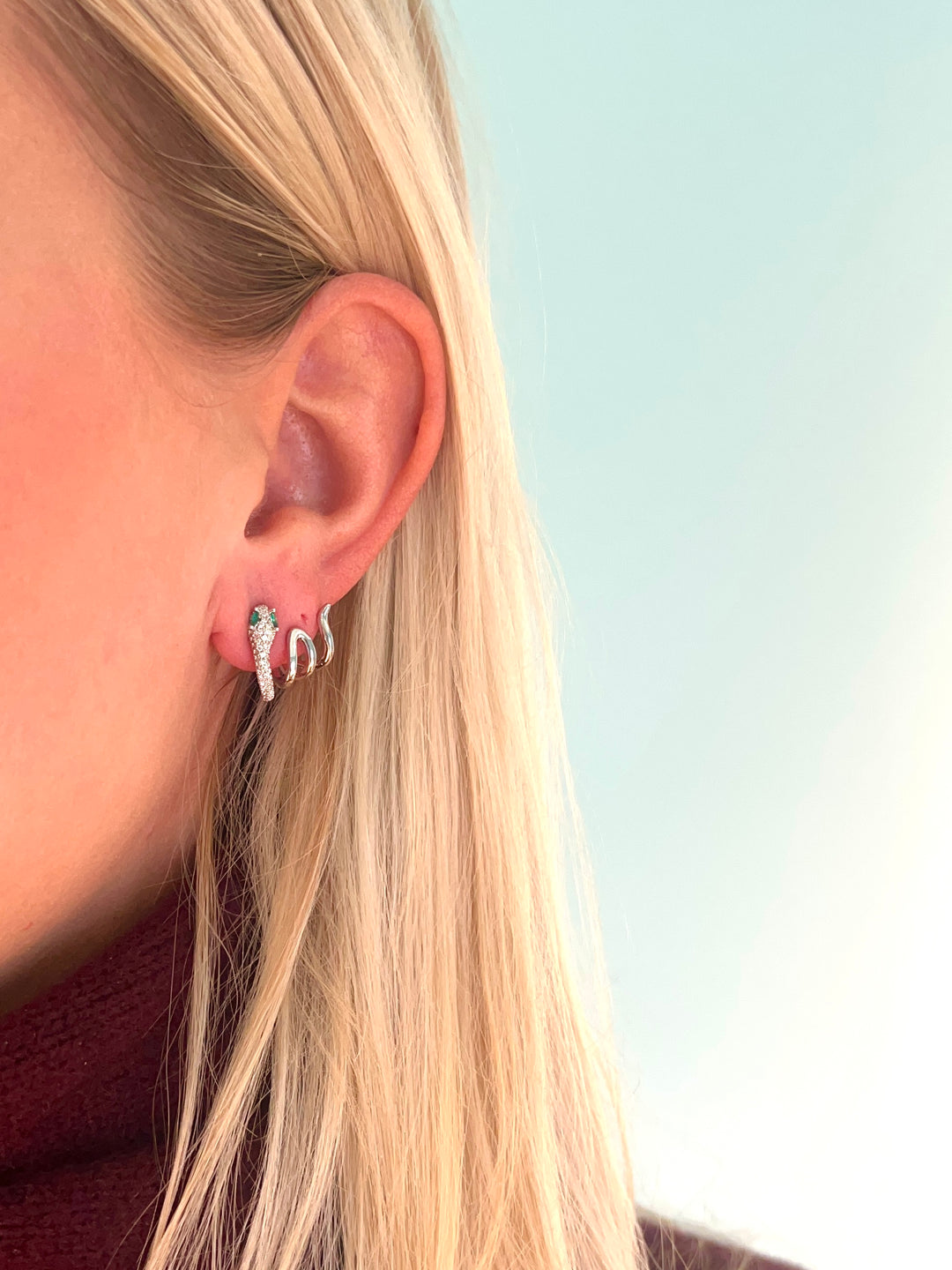 Silver Snakey Earstud