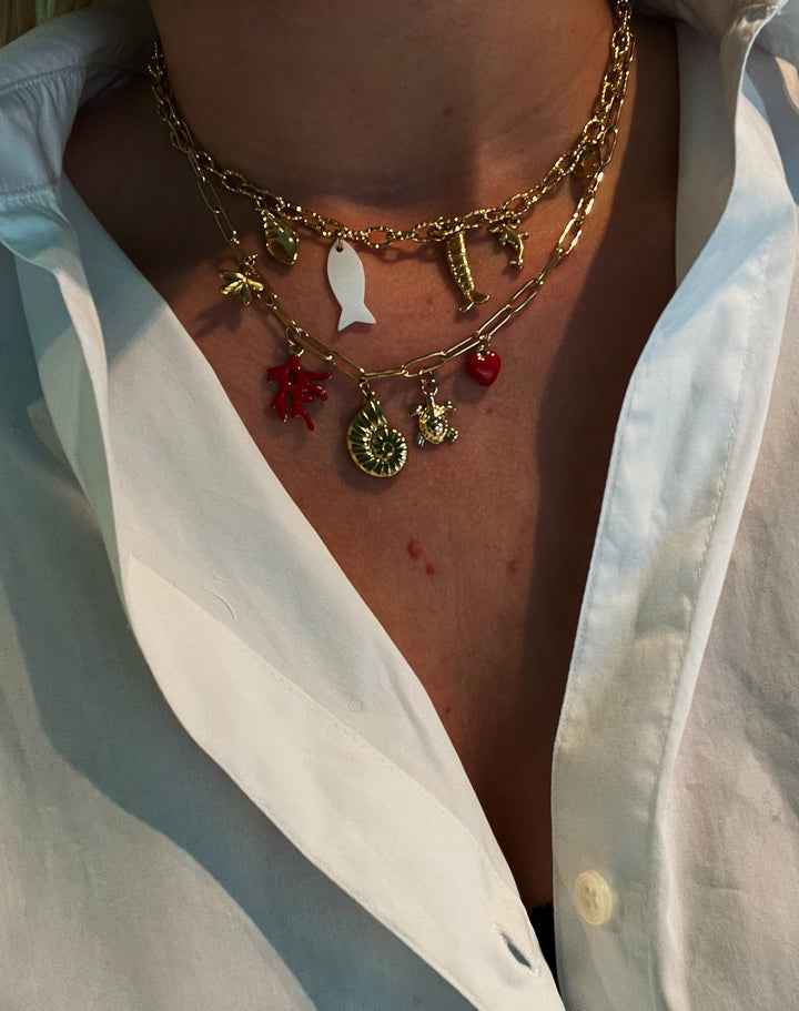 Red Seaweed Chain Necklace