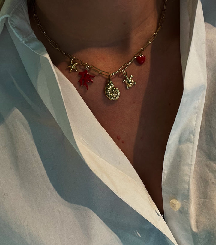 Red Seaweed Chain Necklace