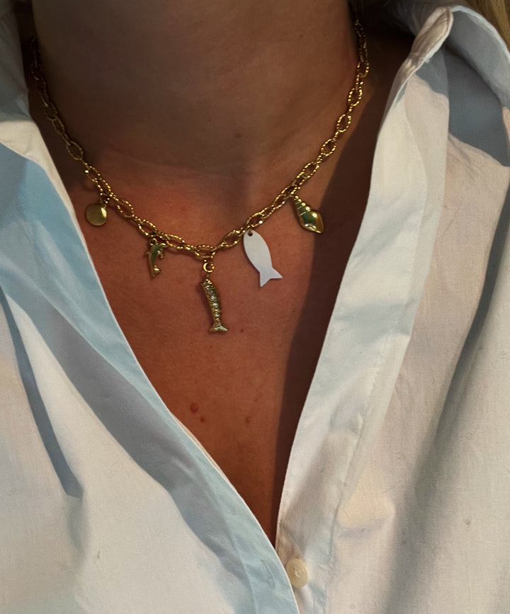 White Fishie Chain Necklace