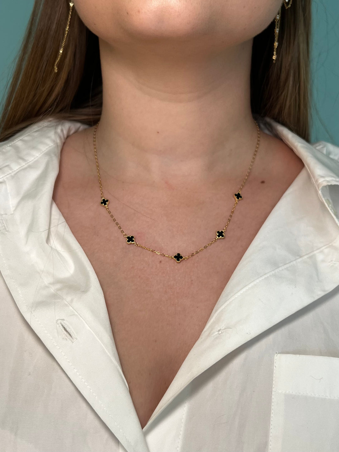 Midnight Clover Chain Necklace