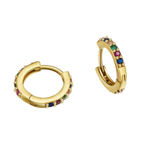 GOLD MINI DIAMOND HOOP MULTICOLOR