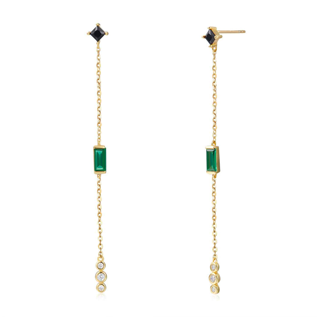 Long Green Drop Earring