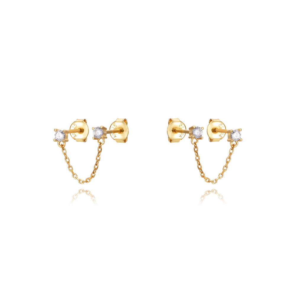 DUBBELE VIERKANTE LUS OORBEL