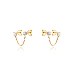 DUBBELE VIERKANTE LUS OORBEL