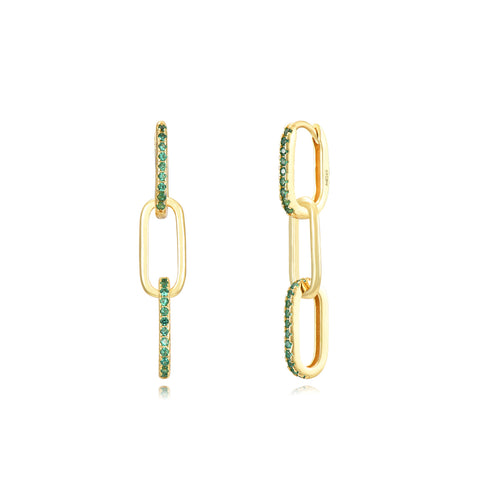 TRIPLE RECTANGLE GREEN EARRING