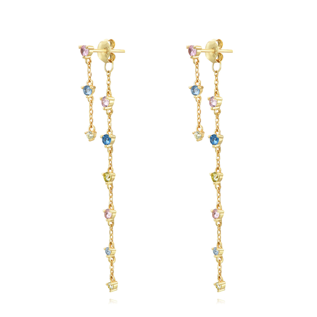 Long Zirconia Pastel Drop Earring