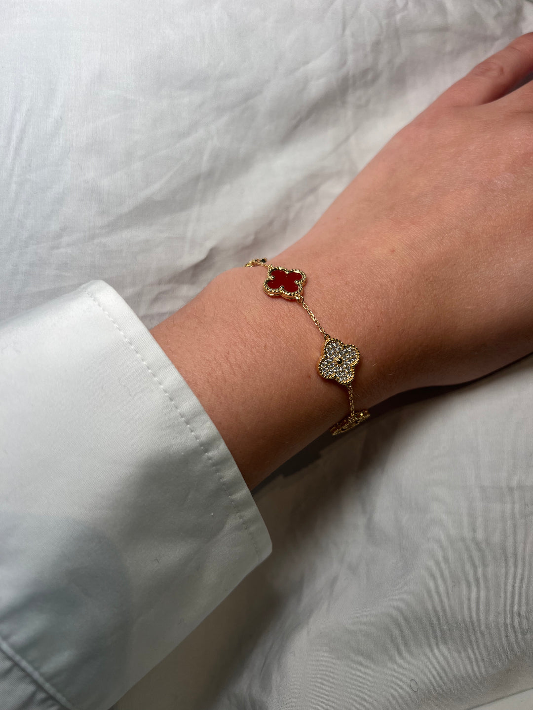 Red Diamond Clover Bracelet