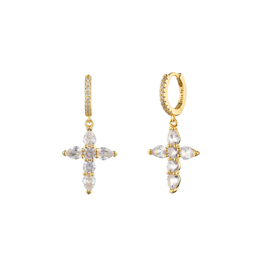 Diamond Cross Earring