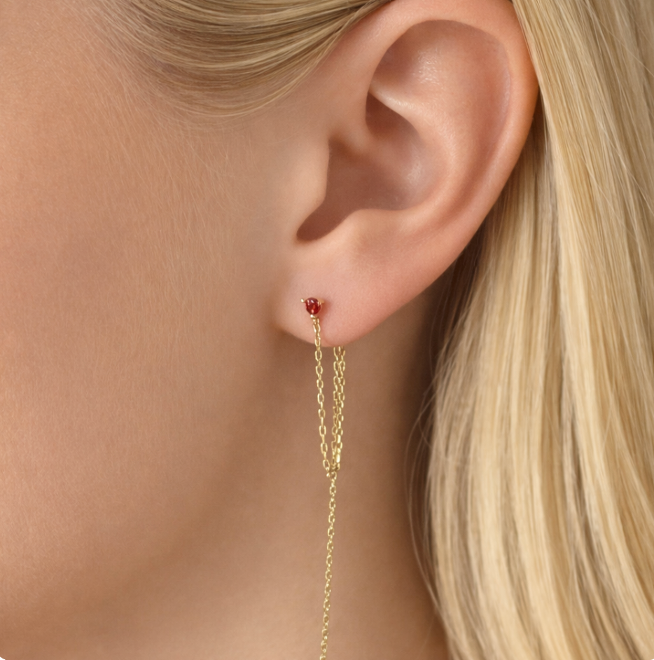 Long Elegant Stud Chain Orange